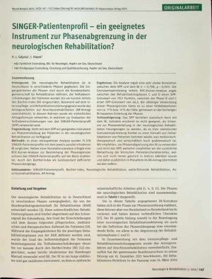 Vorschauseite 1: SINGER-Patientenprofil - ein geeignetes Instrument zur Phasenabgrenzung in der neurologischen Rehabilitation?