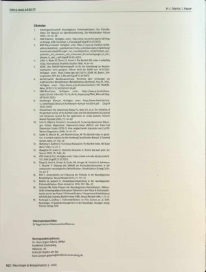 Vorschauseite 6: SINGER-Patientenprofil - ein geeignetes Instrument zur Phasenabgrenzung in der neurologischen Rehabilitation?