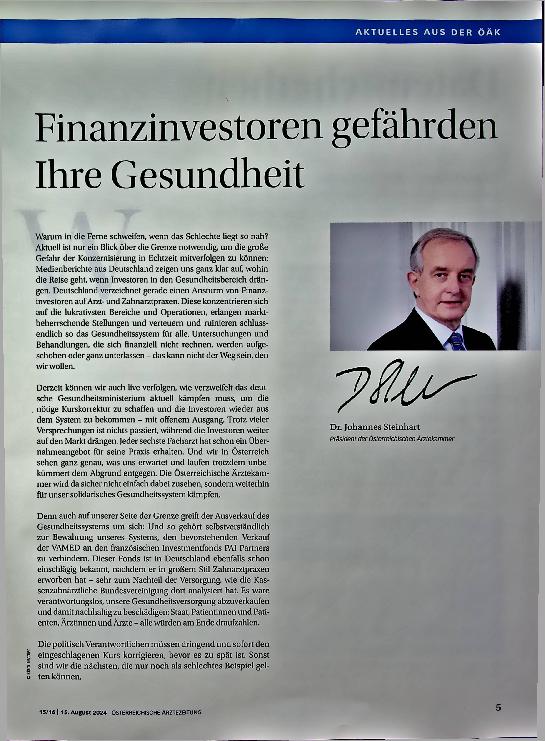 Vorschauseite 1: Finanzinvestoren gefährden Ihre Gesundheit