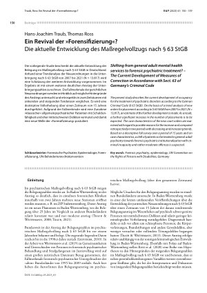 Vorschauseite 1: Ein Revival der »Forensifizierung«? Die aktuelle Entwicklung des Maßregelvollzugs nach § 63 StGB
