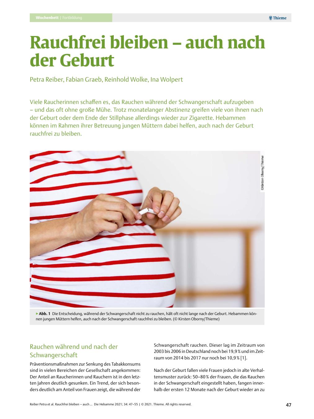 Vorschauseite 1: Rauchfrei bleiben – auch nach der Geburt