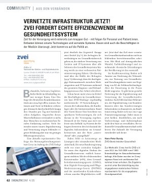Vorschauseite 1: Vernetzte Infrastruktur jetzt! ZVEI fordert echte Effizienzwende im Gesundheitssystem