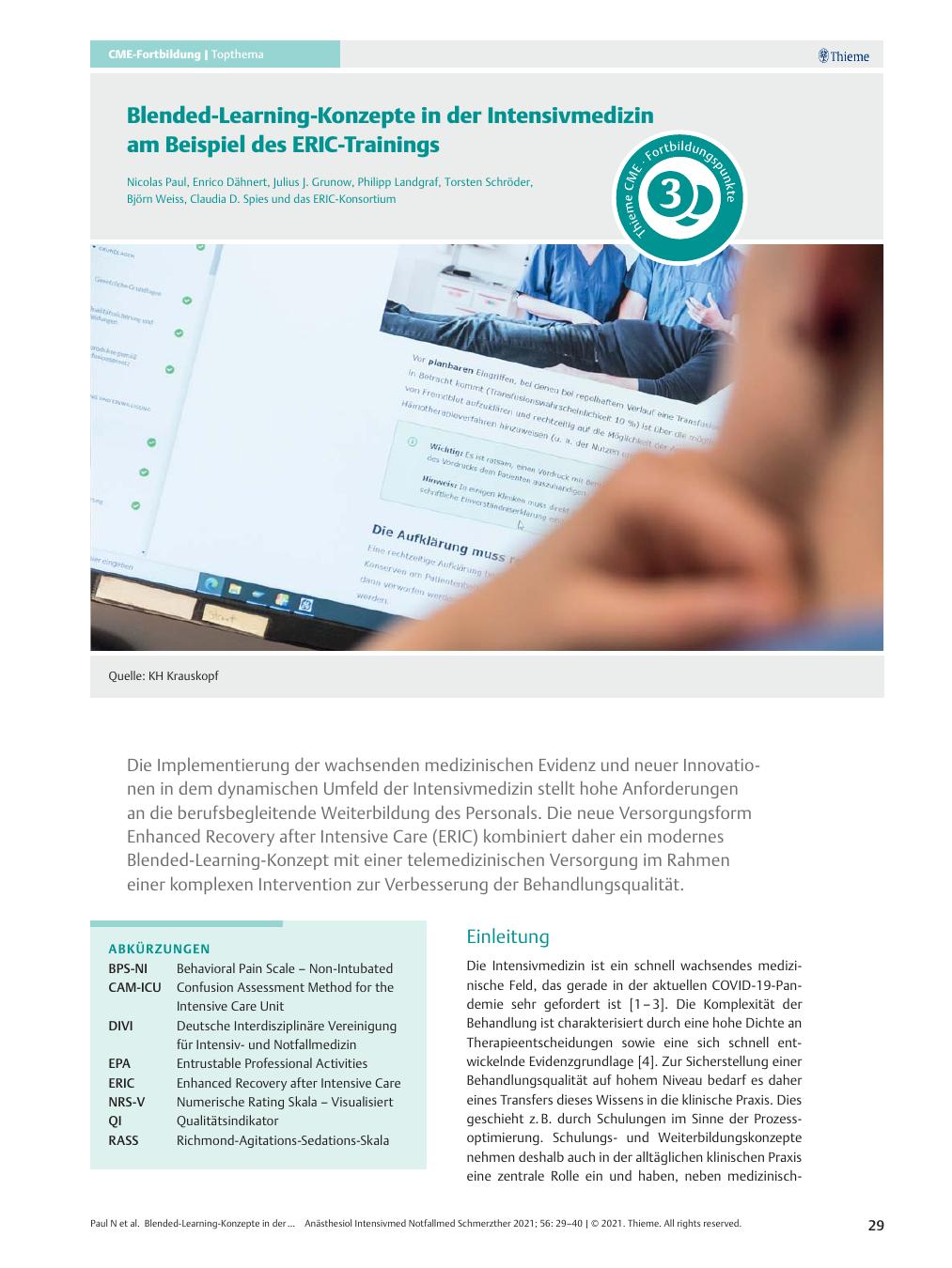 Vorschauseite 1: Blended-Learning-Konzepte in der Intensivmedizin am Beispiel des ERIC-Trainings