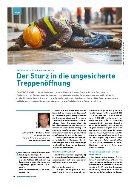 Vorschauseite 1: Haftung trotz Pflichtendelegation Der Sturz in die ungesicherte Treppenöffnung