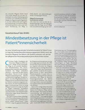 Vorschauseite 2: DPR fordert Entscheidungen und klare Rolle der Pflege Zukunftspakt Pflege: Analyse ohne Konsequenzen