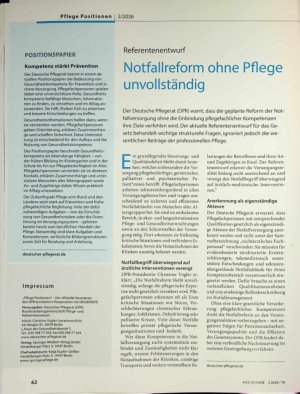 Vorschauseite 3: DPR fordert Entscheidungen und klare Rolle der Pflege Zukunftspakt Pflege: Analyse ohne Konsequenzen