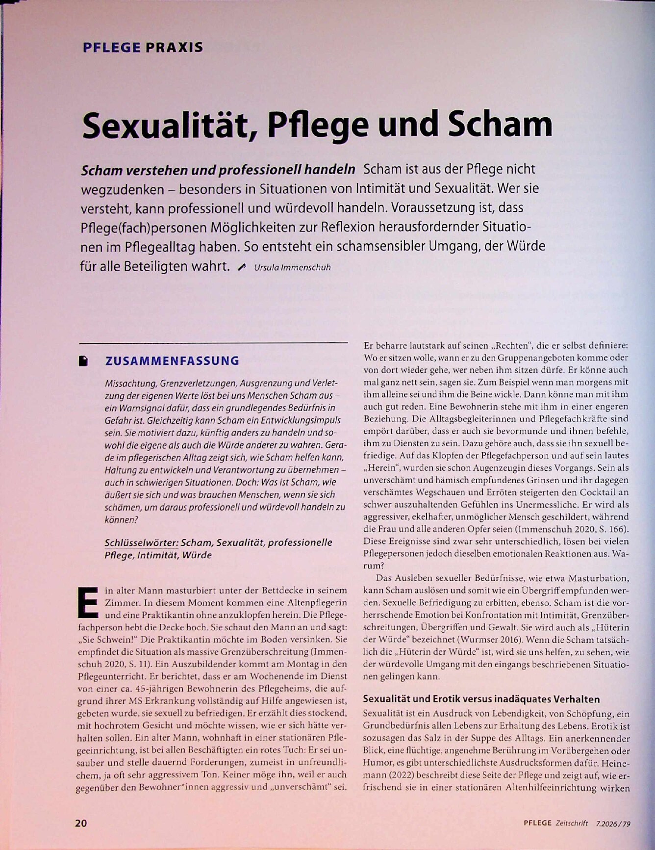 Vorschauseite 1: Sexualität, Pflege und Scham