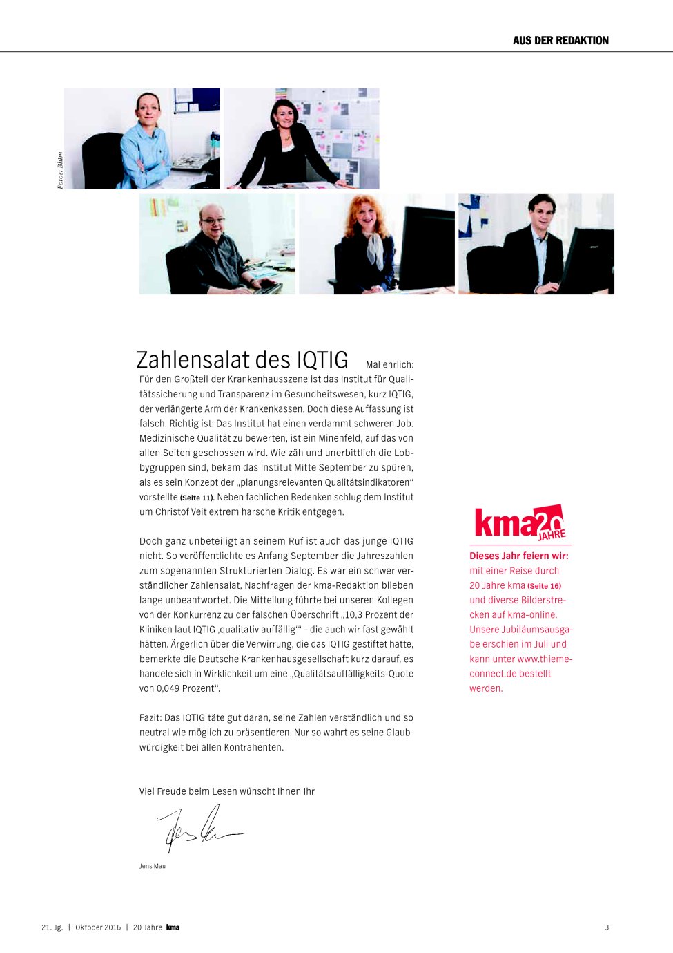 Vorschauseite 1: Aus der Redaktion