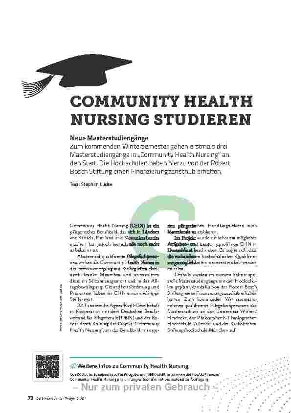 Vorschauseite 1: COMMUNITY HEALTH NURSING STUDIEREN