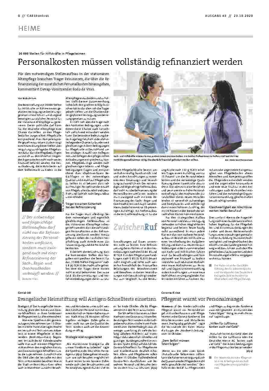 Vorschauseite 1: Personalkosten müssen vollständig refinanziert werden.