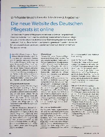 Vorschauseite 1: Die neue Website des Deutschen Pflegerats ist online.