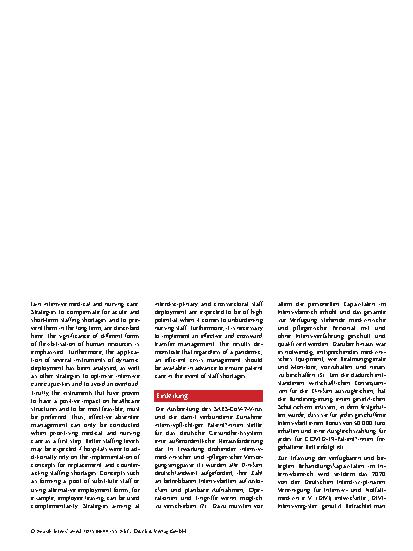 Vorschauseite 2: Effizientes Krisenmanage ment zur Aufrechterhaltung der intensivmedizinischen und pflegerischen Versorgung Was haben wir aus der Pandemie gelernt?