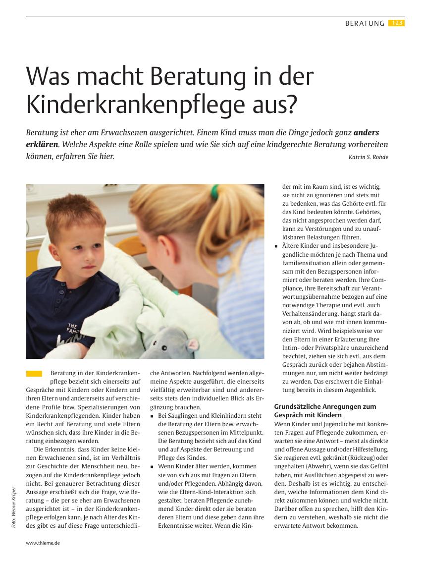Vorschauseite 1: Was macht Beratung in der Kinderkrankenpflege aus?