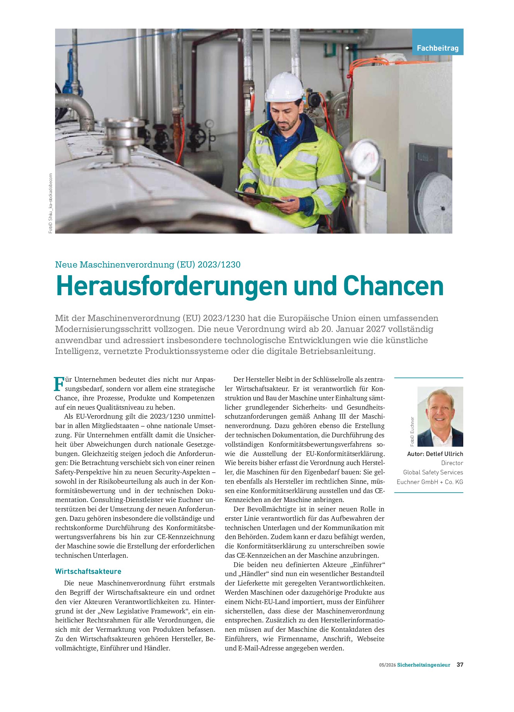 Vorschauseite 1: Neue Maschinenverordnung (EU) 2023/1230. Herausforderungen und Chancen