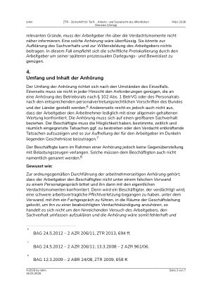 Vorschauseite 3: Die Anhörung vor Ausspruch einer Verdachtskündigung – ein Kurzüberblick