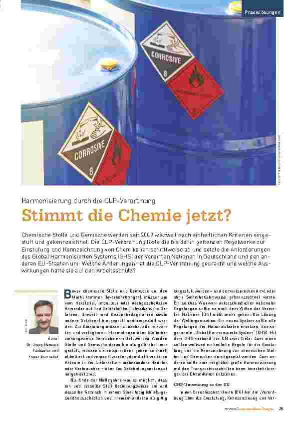 Vorschauseite 1: Harmonisierung durch die CLP-Verordnung - Stimmt die Chemie jetzt?
