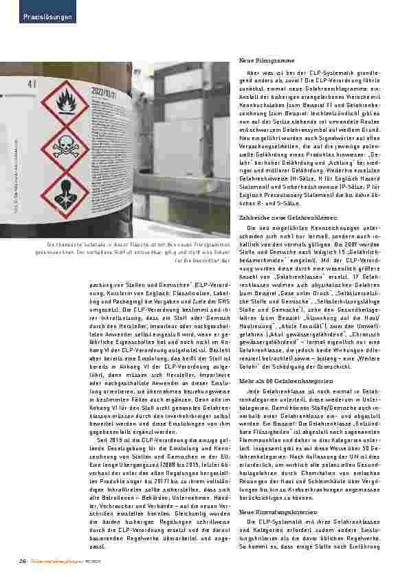 Vorschauseite 2: Harmonisierung durch die CLP-Verordnung - Stimmt die Chemie jetzt?