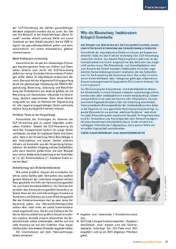 Vorschauseite 3: Harmonisierung durch die CLP-Verordnung - Stimmt die Chemie jetzt?