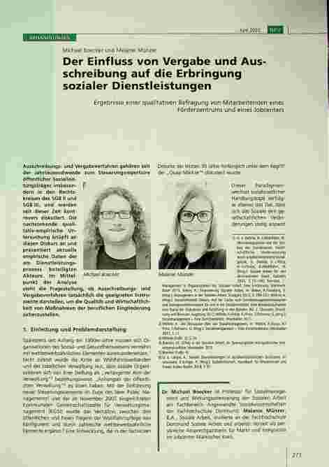 Vorschauseite 1: Der Einfluss von Vergabe und Ausschreibung auf die Erbringung sozialer Dienstleistungen