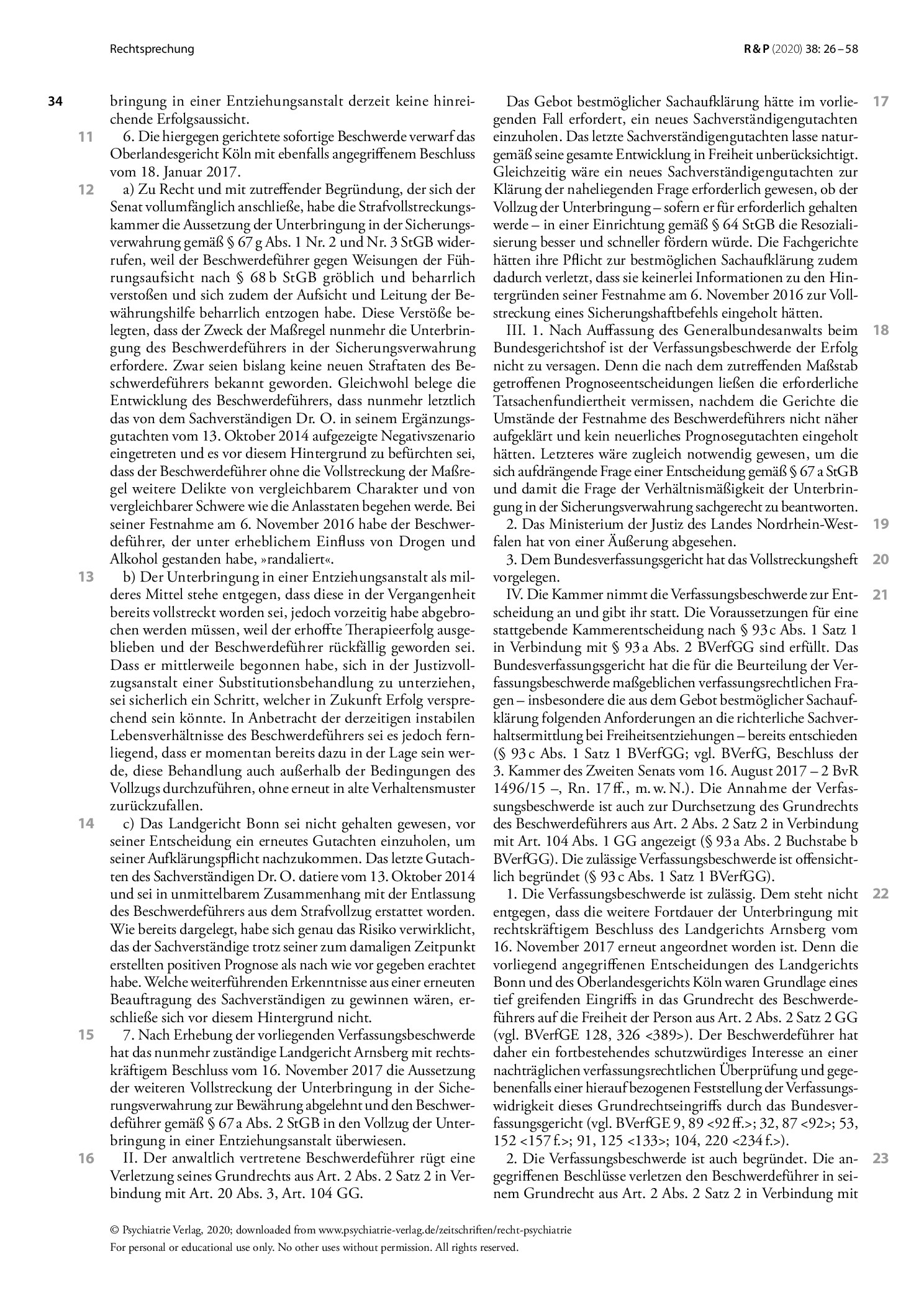 Vorschauseite 3: Widerruf der Aussetzung der Unterbringung in der Sicherungsverwahrung; Anforderungen an die Sachverhaltsaufklärung