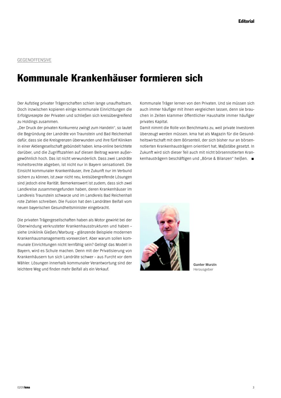 Vorschauseite 1: Kommunale Krankenhäuser formieren sich