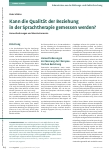 Vorschauseite 1: Kann die Qualität der Beziehung in der Sprachtherapie gemessen werden?