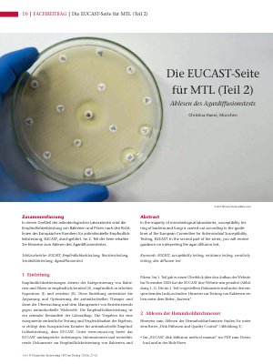 Vorschauseite 1: Die EUCAST-Seite für MTL (Teil 2) Ablesen des Agardiffusionstests