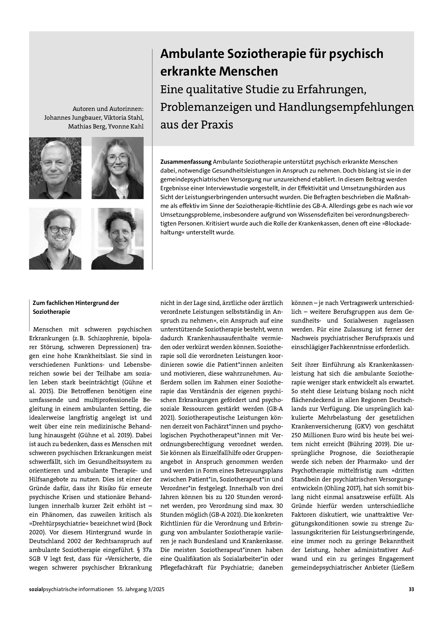 Vorschauseite 1: Ambulante Soziotherapie für psychisch erkrankte Menschen