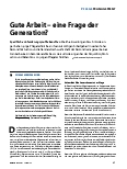 Vorschauseite 1: Gute Arbeit – eine Frage der Generation?