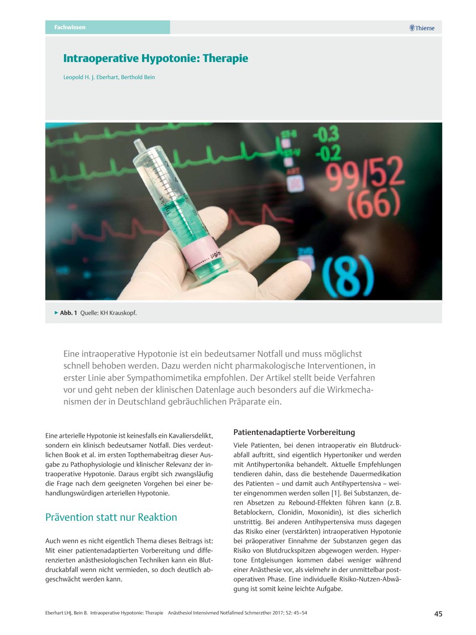 Vorschauseite 1: Intraoperative Hypotonie: Therapie