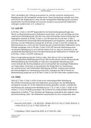 Vorschauseite 5: Arbeitsrechtliche Folgen der Nichtbeteiligung einer Gleichstellungsbeauftragten