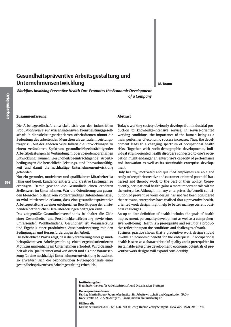 Vorschauseite 1: Gesundheitspräventive Arbeitsgestaltung und Unternehmensentwicklung