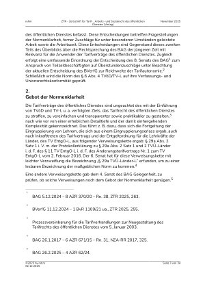 Vorschauseite 3: Die Entwicklung der Rechtsprechung des BAG zu den Tarifverträgen des öffentlichen Dienstes in den Jahren 2023 bis 2025 – von A wie Arbeitszeit bis Z wie (Überstunden-)Zuschläge