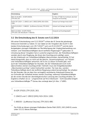 Vorschauseite 6: Die Entwicklung der Rechtsprechung des BAG zu den Tarifverträgen des öffentlichen Dienstes in den Jahren 2023 bis 2025 – von A wie Arbeitszeit bis Z wie (Überstunden-)Zuschläge