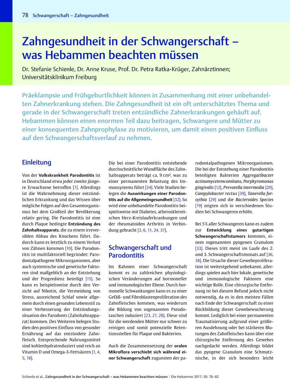 Vorschauseite 1: Zahngesundheit in der Schwangerschaft – was Hebammen beachten müssen
