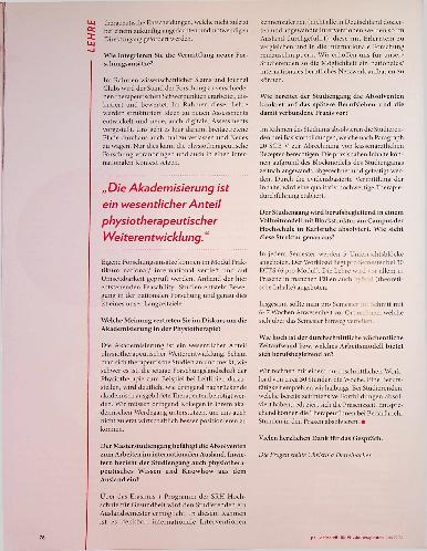 Vorschauseite 3: Praxisfähigkeiten wissenschaftlich aufbereitet: Ein neuer Masterstudiengang Physiotherapie