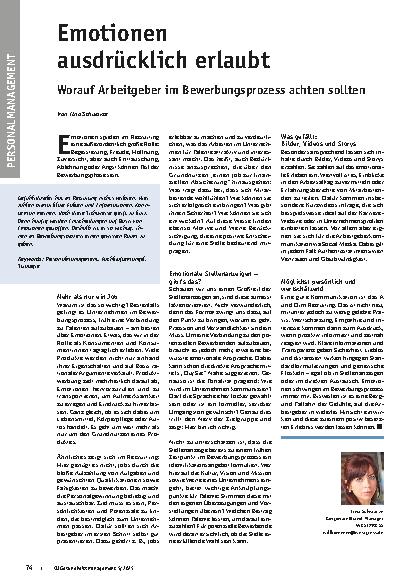Vorschauseite 1: Emotionen ausdrücklich erlaubt. Worauf Arbeitgeber im Bewerbungsprozess achten sollten.