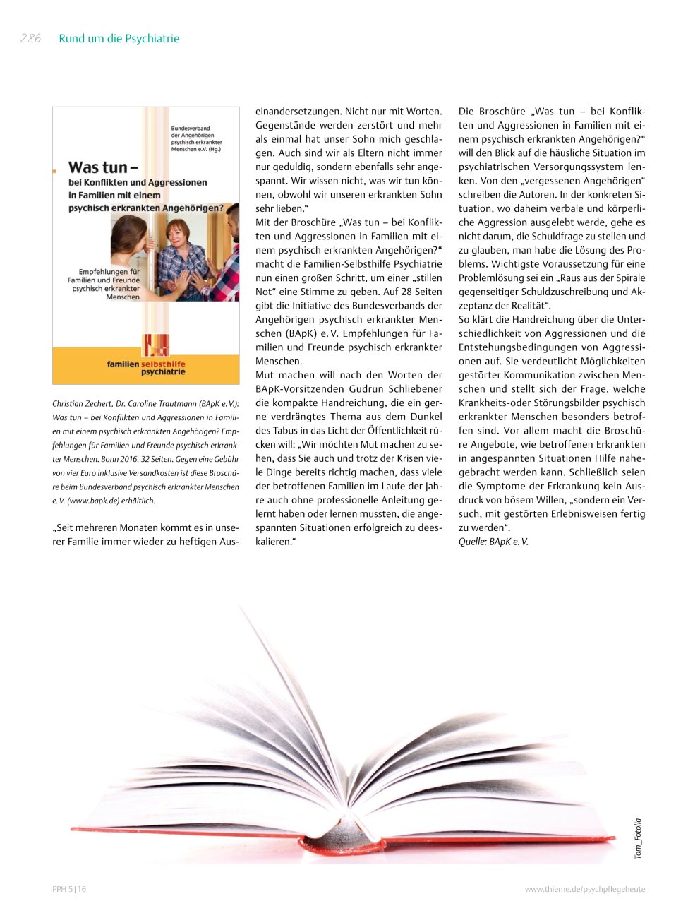 Vorschauseite 1: Für Sie gelesen: Christian Zechert, Dr. Caroline Trautmann (BApK e. V.) – Was tun – bei Konflikten und Aggressionen in Familien mit einem psychisch erkrankten Angehörigen?