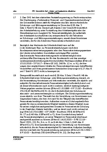 Vorschauseite 4: III. Personalvertretungsund Betriebsverfassungsrecht Schulungsund Bildungsveranstaltungen (Bremen)