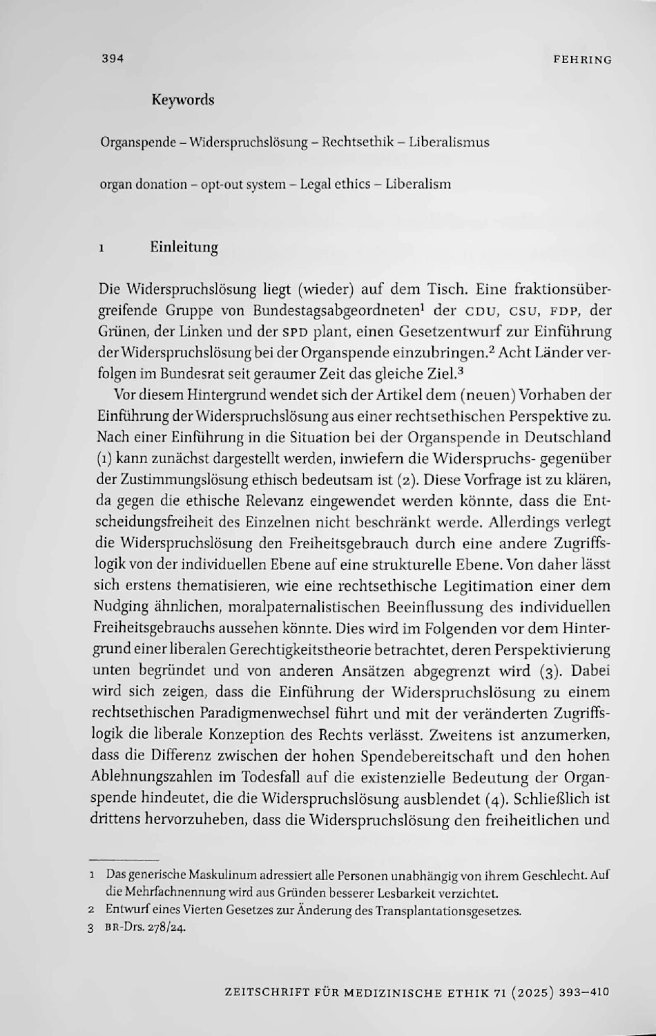 Vorschauseite 2: Das Rechte und das Gute – rechtsethische Überlegungen zur Widerspruchslösung
