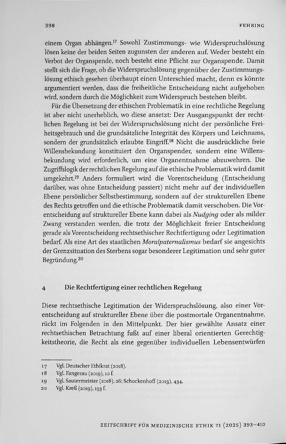 Vorschauseite 6: Das Rechte und das Gute – rechtsethische Überlegungen zur Widerspruchslösung