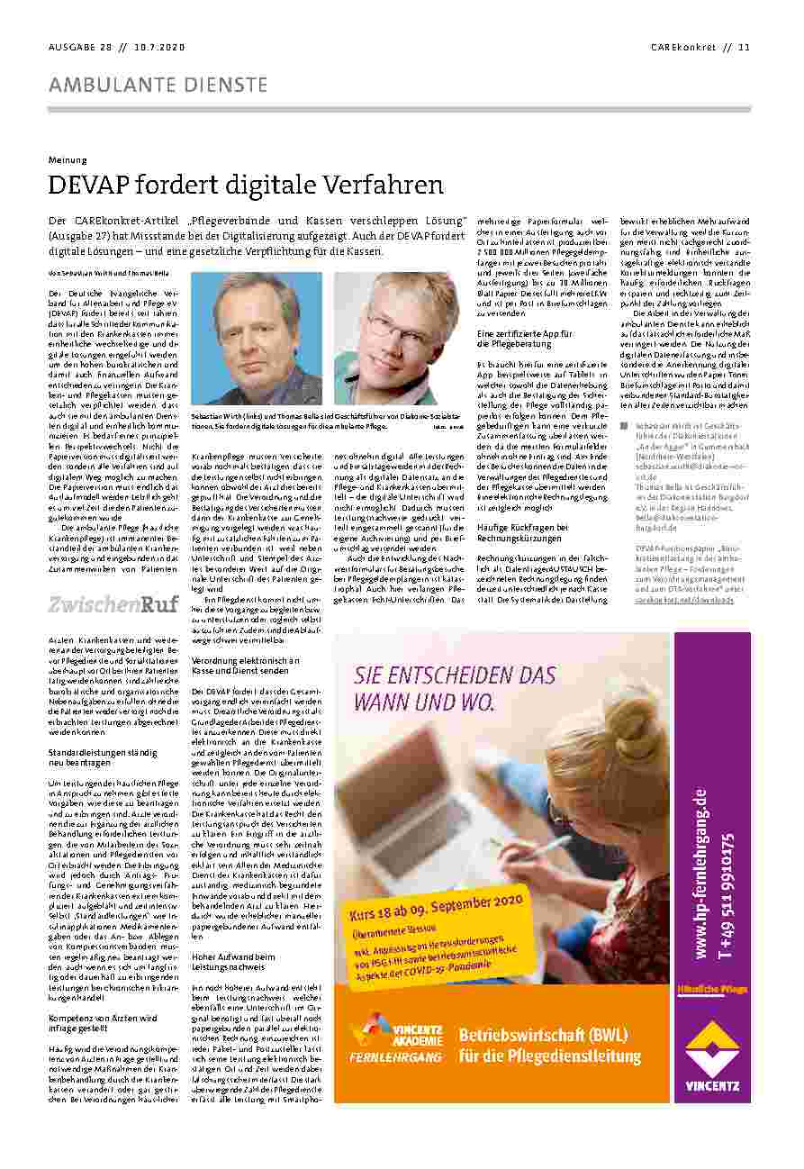 Vorschauseite 1: DEHAP fordert digitale Verfahren