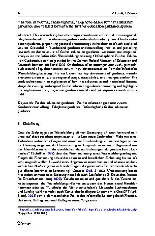 Vorschauseite 2: Die Rolle von neutraler, überregionaler, telefonischer Weiterbildungsberatung und verwandter Formen im Weiterbildungsberatungssystem
