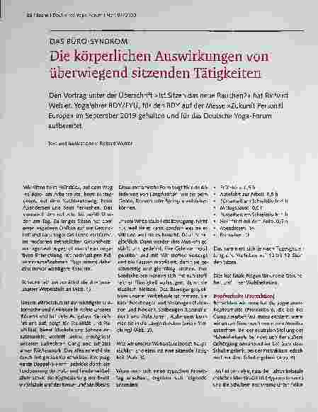 Vorschauseite 1: DAS BÜRO-SYNDROM Die körperlichen Auswirkungen von überwiegend sitzenden Tätigkeiten