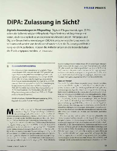Vorschauseite 1: DiPA: Zulassung in Sicht?