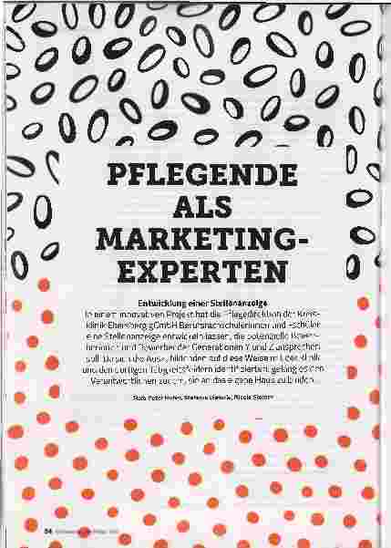 Vorschauseite 1: PFLEGENDE ALS MARKETING-EXPERTEN. Entwicklung einer Stellenanzeige.