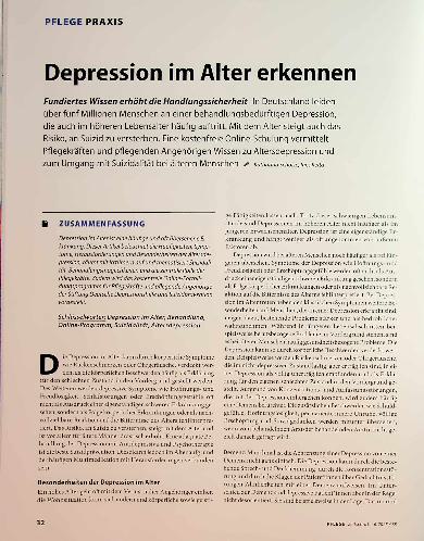 Vorschauseite 1: Depression im Alter erkennen