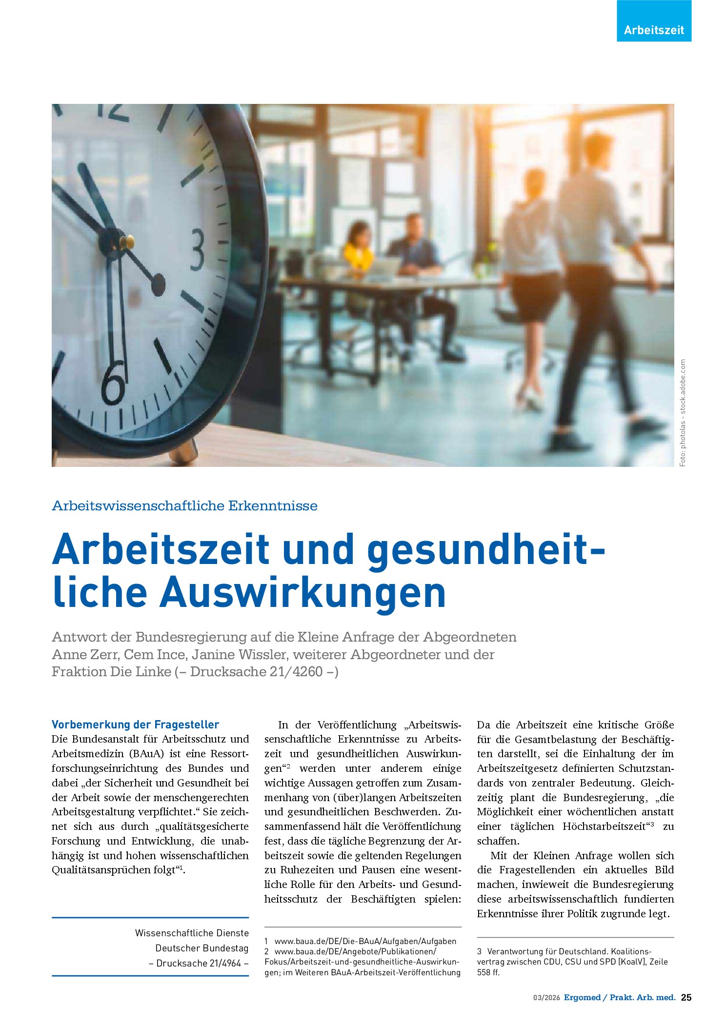Vorschauseite 1: Arbeitszeit und gesundheitliche Auswirkungen