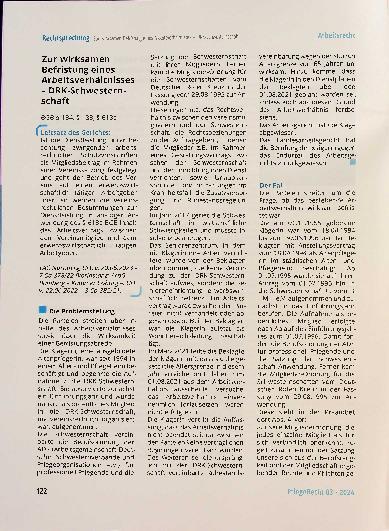 Vorschauseite 1: Zur wirksamen Befristung eines Arbeitsverhältnisses - DRK-Schwesternschaft