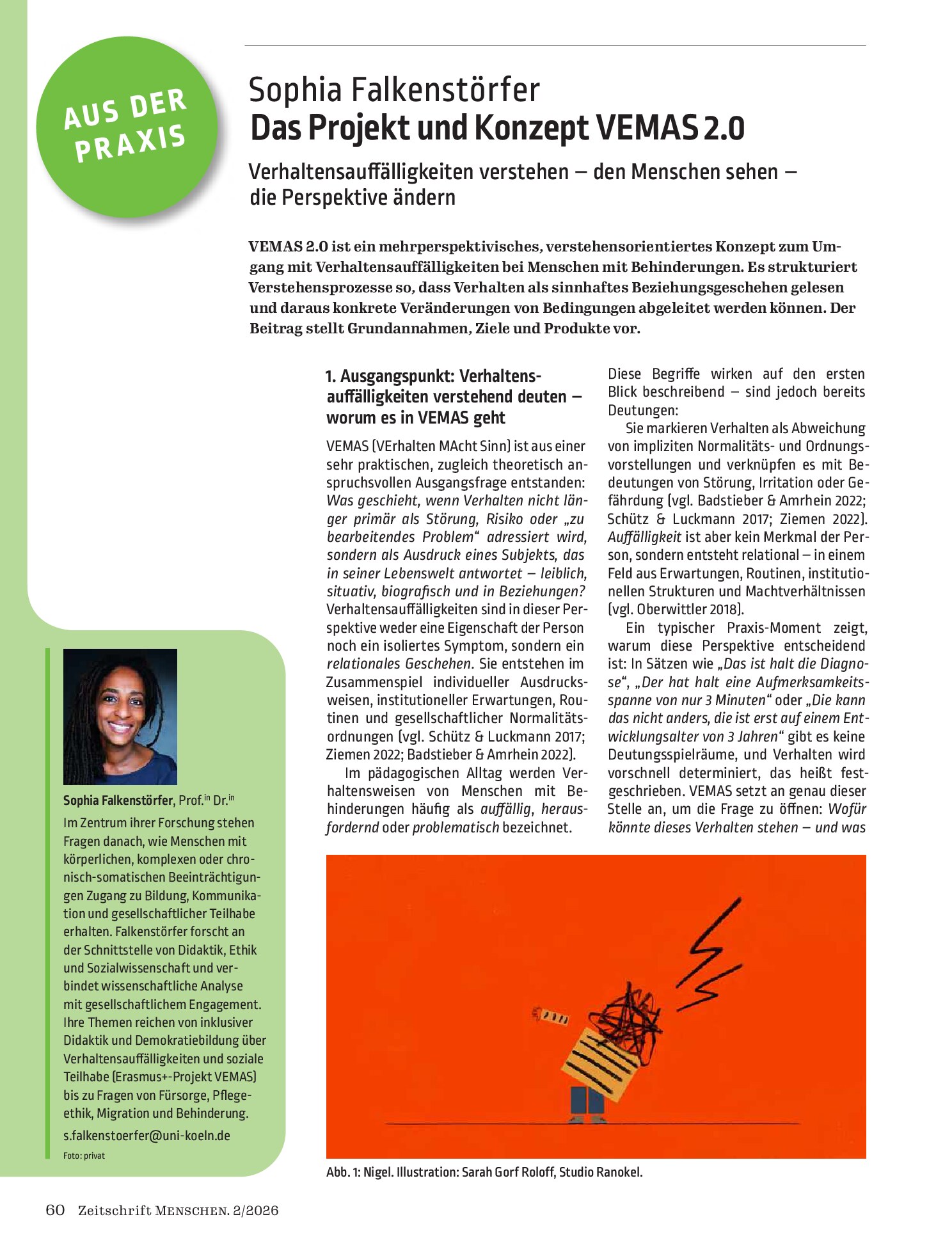 Vorschauseite 1: Das Projekt und Konzept VEMAS 2.0. Verhaltensauffälligkeiten verstehen – den Menschen sehen – die Perspektive ändern